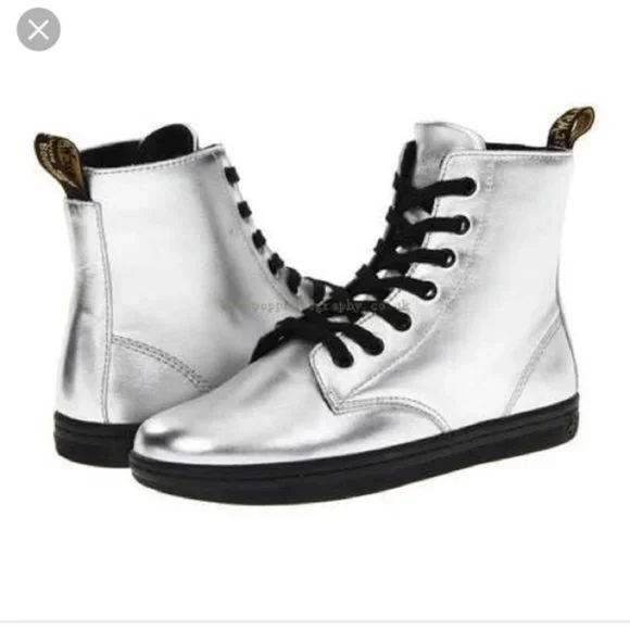 Martens Shoes Dr Marten Leyton Silver Boots Poshmark